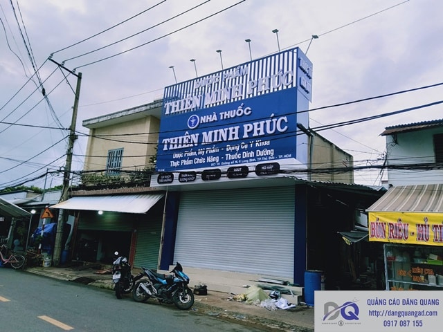 Thi công bảng quảng cáo alu, chữ mica uốn nổi cho Nhà Thuốc Thiên Minh Phúc, tại TP.HCM