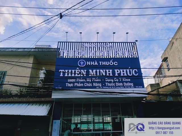 Thi công bảng quảng cáo alu, chữ mica uốn nổi cho Nhà Thuốc Thiên Minh Phúc, tại TP.HCM